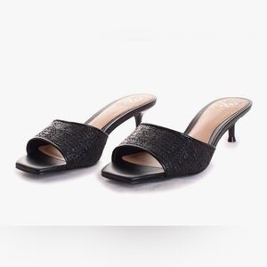 Vince Camuto Faiza Black Textured Mules